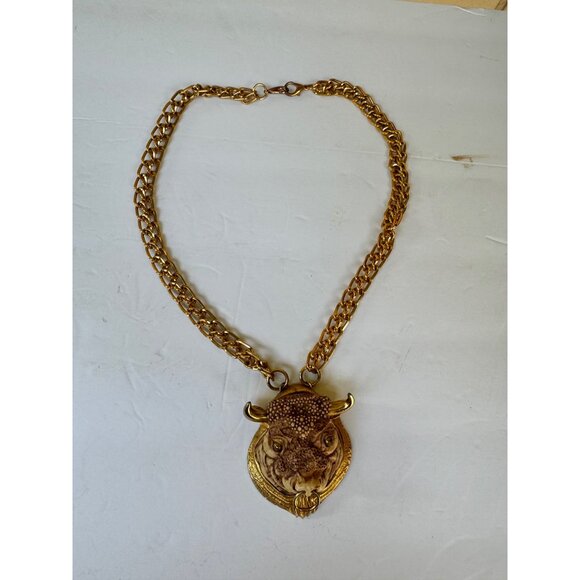 Gold Bull Head Necklace - Picture 2 of 6